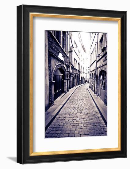 Cobblestone Street in Old Town Vieux Lyon, France-Russ Bishop-Framed Photographic Print