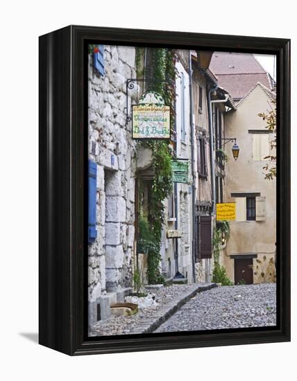 Cobblestone Street in Old Town with Stone Houses, Le Logis Plantagenet Bed and Breakfast-Per Karlsson-Framed Premier Image Canvas