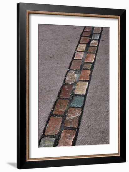 Cobblestones' Line That Marks the Place Where Was the Berlin Wall. Germany-null-Framed Giclee Print