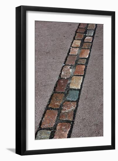 Cobblestones' Line That Marks the Place Where Was the Berlin Wall. Germany-null-Framed Giclee Print