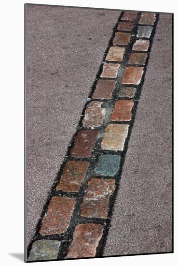 Cobblestones' Line That Marks the Place Where Was the Berlin Wall. Germany-null-Mounted Giclee Print