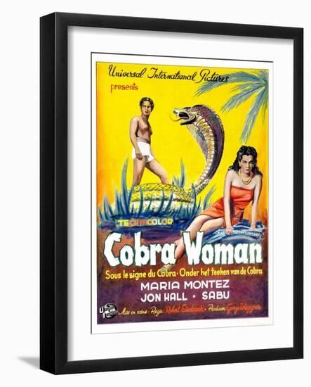 Cobra Woman, Sabu, Maria Montez, (Belgian Poster Art), 1944-null-Framed Art Print