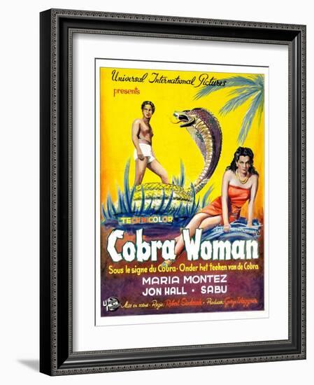 Cobra Woman, Sabu, Maria Montez, (Belgian Poster Art), 1944-null-Framed Art Print