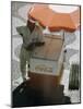 Coca-Cola Vendor Leaning on Cart with Umbrella on Mosaic Sidewalk, Copacabana Beach, Rio de Janeiro-Dmitri Kessel-Mounted Photographic Print