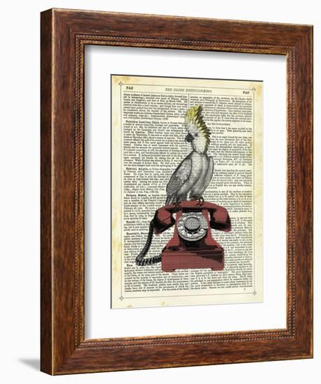 Cocatoo on Telephone-Marion Mcconaghie-Framed Art Print