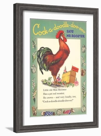 Cock-a-doodle-doo Says Rooster-null-Framed Art Print