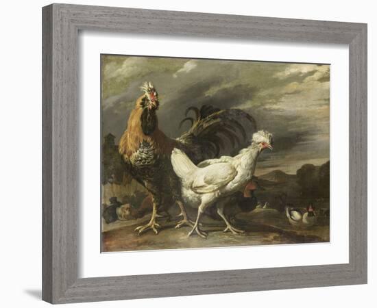 Cock, a Hen and Other Poultry-Pieter Jansz van Ruyven-Framed Art Print