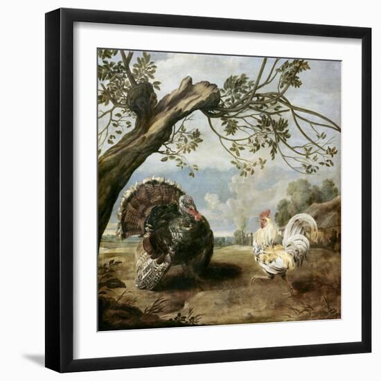 Cock and Turkey-Paul De Vos-Framed Giclee Print