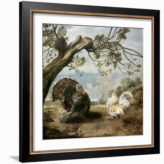 Cock and Turkey-Paul De Vos-Framed Giclee Print