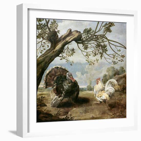 Cock and Turkey-Paul De Vos-Framed Giclee Print