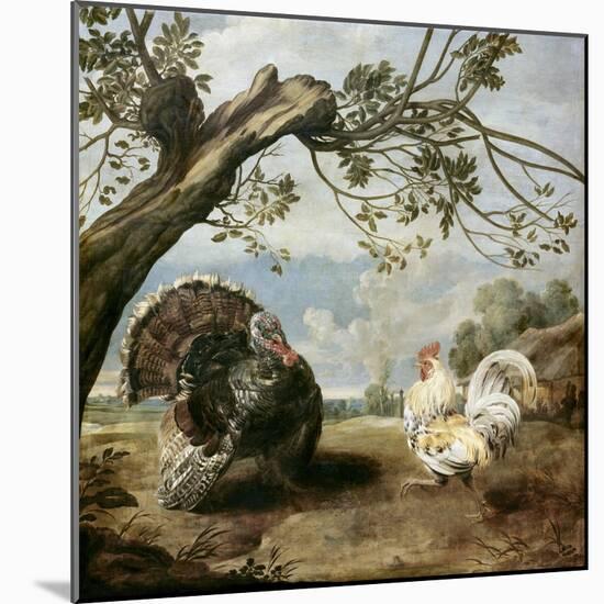 Cock and Turkey-Paul De Vos-Mounted Giclee Print