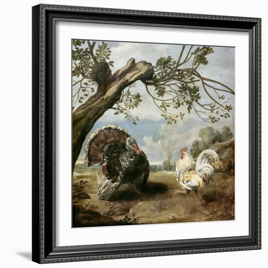 Cock and Turkey-Paul De Vos-Framed Giclee Print