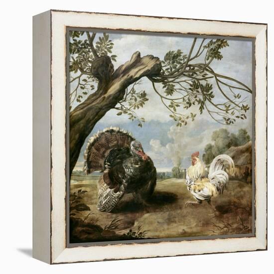 Cock and Turkey-Paul De Vos-Framed Premier Image Canvas