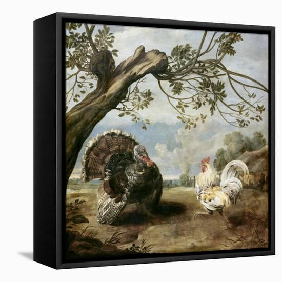 Cock and Turkey-Paul De Vos-Framed Premier Image Canvas