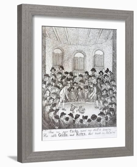 Cock Fighting - a Late 18th Century Engraving-null-Framed Giclee Print