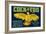 Cock-I-Too Pear Crate Label - Sacramento Valley, CA-Lantern Press-Framed Art Print