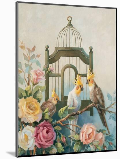 Cockatiel and Roses-unknown Johnston-Mounted Art Print