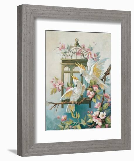 Cockatoo and Blossoms-unknown Johnston-Framed Art Print