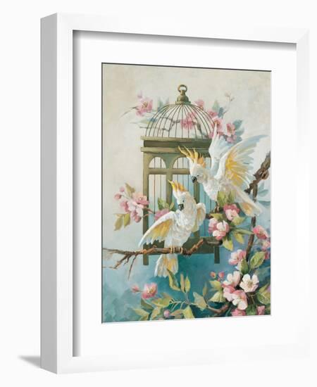 Cockatoo and Blossoms-unknown Johnston-Framed Art Print