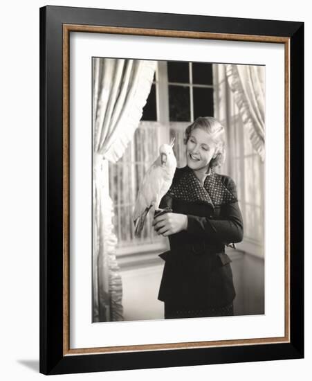 Cockatoo Perched on Woman's Hand-null-Framed Photo