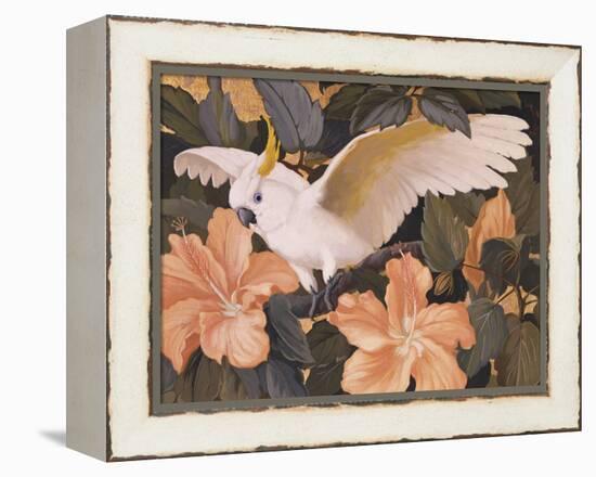 Cockatoos and Pink Hibiscus-Jesse Arms Botke-Framed Stretched Canvas