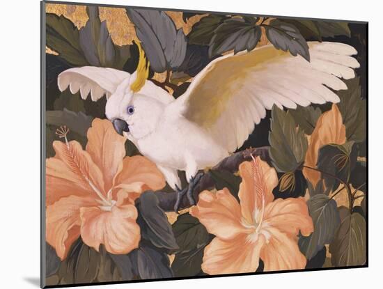 Cockatoos and Pink Hibiscus-Jesse Arms Botke-Mounted Art Print