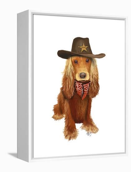 Cocker Spaniel Cowboy-Fab Funky-Framed Stretched Canvas