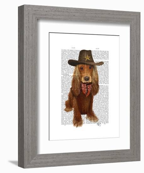 Cocker Spaniel Cowboy-Fab Funky-Framed Art Print