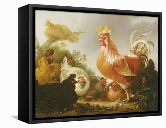Cockerel and Hens in a Landscape, 1649-Gysbert Hondecoeter-Framed Premier Image Canvas