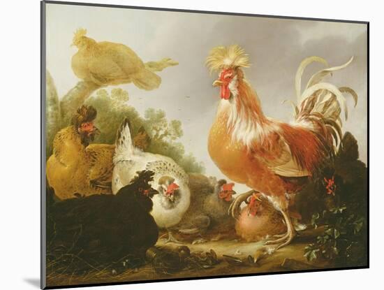 Cockerel and Hens in a Landscape, 1649-Gysbert Hondecoeter-Mounted Giclee Print