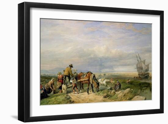 Cockle Gatherers, Llanrhidian Sands, West Glamorgan, on the Gower Peninsula-Edward Duncan-Framed Giclee Print