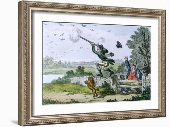 Cockney Sportsmen: Shooting Flying, Engraved by James Gillray (1757-1815) 1800-Isaac Cruikshank-Framed Giclee Print