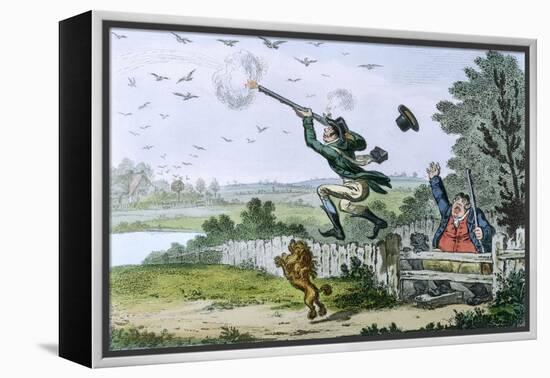 Cockney Sportsmen: Shooting Flying, Engraved by James Gillray (1757-1815) 1800-Isaac Cruikshank-Framed Premier Image Canvas