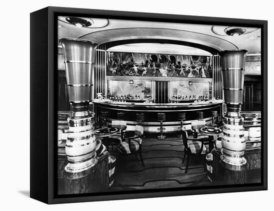 Cocktail Bar on SS Queen Mary-null-Framed Premier Image Canvas