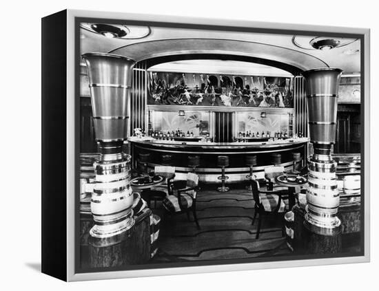 Cocktail Bar on SS Queen Mary-null-Framed Premier Image Canvas