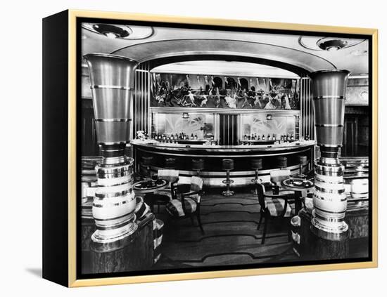 Cocktail Bar on SS Queen Mary-null-Framed Premier Image Canvas