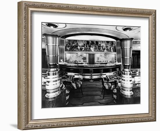 Cocktail Bar on SS Queen Mary-null-Framed Premium Photographic Print