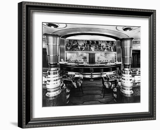 Cocktail Bar on SS Queen Mary-null-Framed Premium Photographic Print