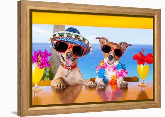 Cocktail Dogs-Javier Brosch-Framed Premier Image Canvas