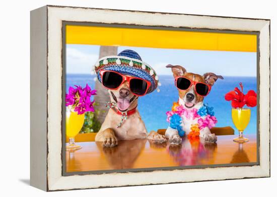 Cocktail Dogs-Javier Brosch-Framed Premier Image Canvas