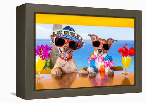 Cocktail Dogs-Javier Brosch-Framed Premier Image Canvas