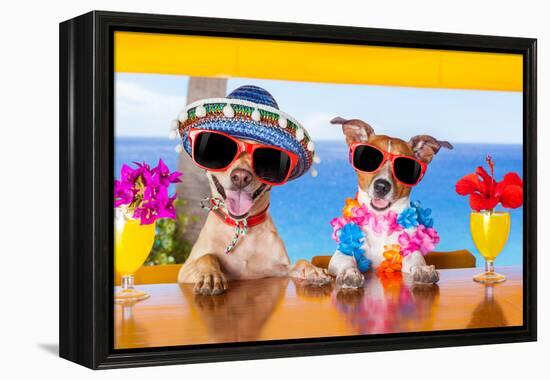 Cocktail Dogs-Javier Brosch-Framed Premier Image Canvas