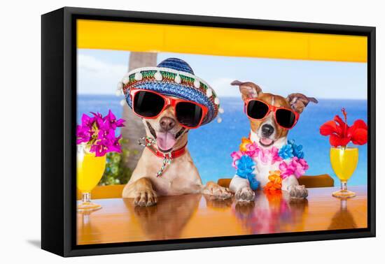 Cocktail Dogs-Javier Brosch-Framed Premier Image Canvas