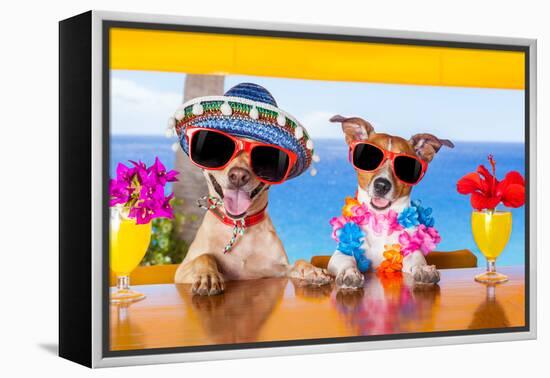 Cocktail Dogs-Javier Brosch-Framed Premier Image Canvas