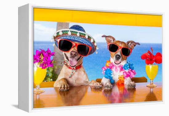 Cocktail Dogs-Javier Brosch-Framed Premier Image Canvas