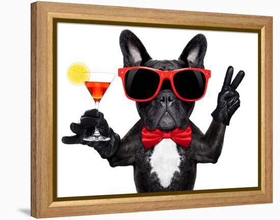 Cocktail Party Dog-Javier Brosch-Framed Premier Image Canvas