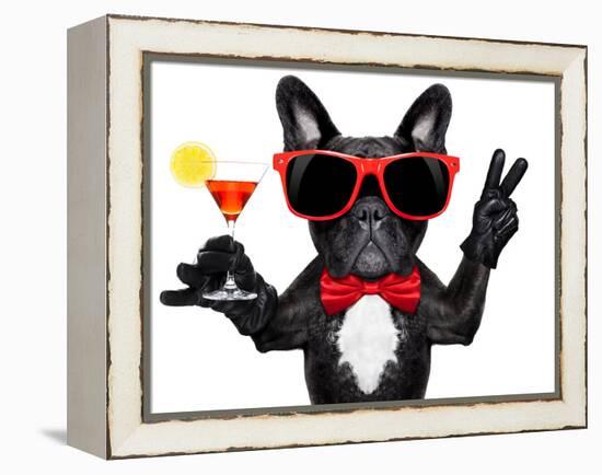 Cocktail Party Dog-Javier Brosch-Framed Premier Image Canvas