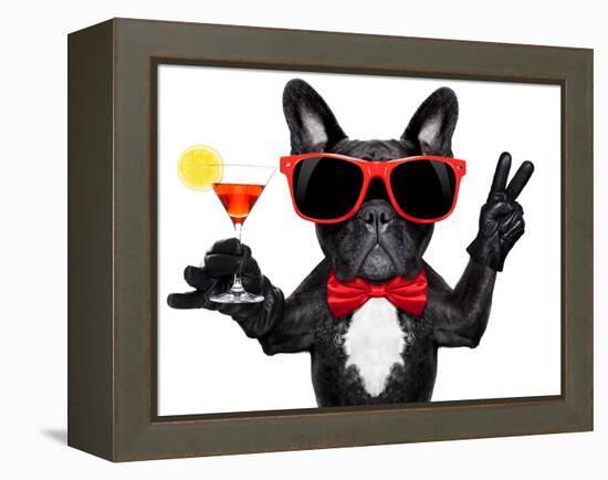 Cocktail Party Dog-Javier Brosch-Framed Premier Image Canvas