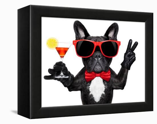 Cocktail Party Dog-Javier Brosch-Framed Premier Image Canvas