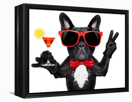 Cocktail Party Dog-Javier Brosch-Framed Premier Image Canvas